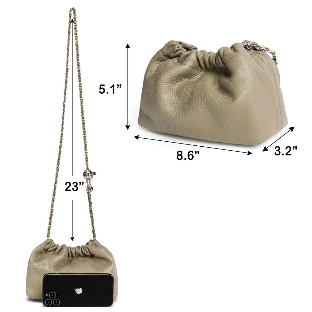 8126 Trendy Dumpling Crossbody Bag - Evening Clutch Leather Hobo Cloud - Picture 5 of 7
